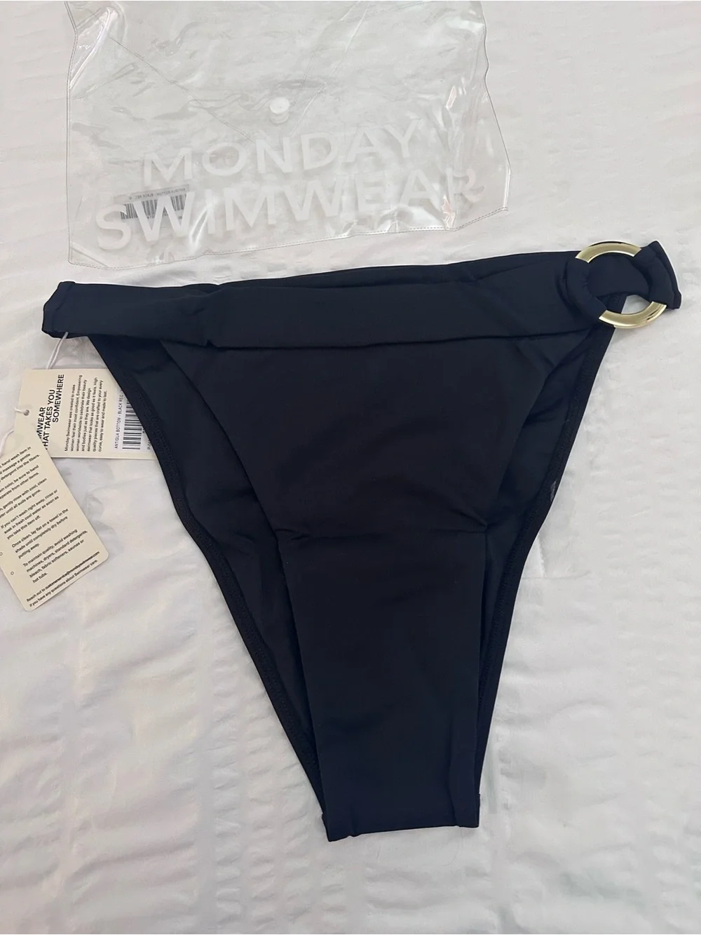 Monday Swimwear Antigua Black High-Cut Bikini Bottom Medium NWT